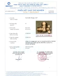 Kết quả thử nghiệm Van góc 25mm x 3/4