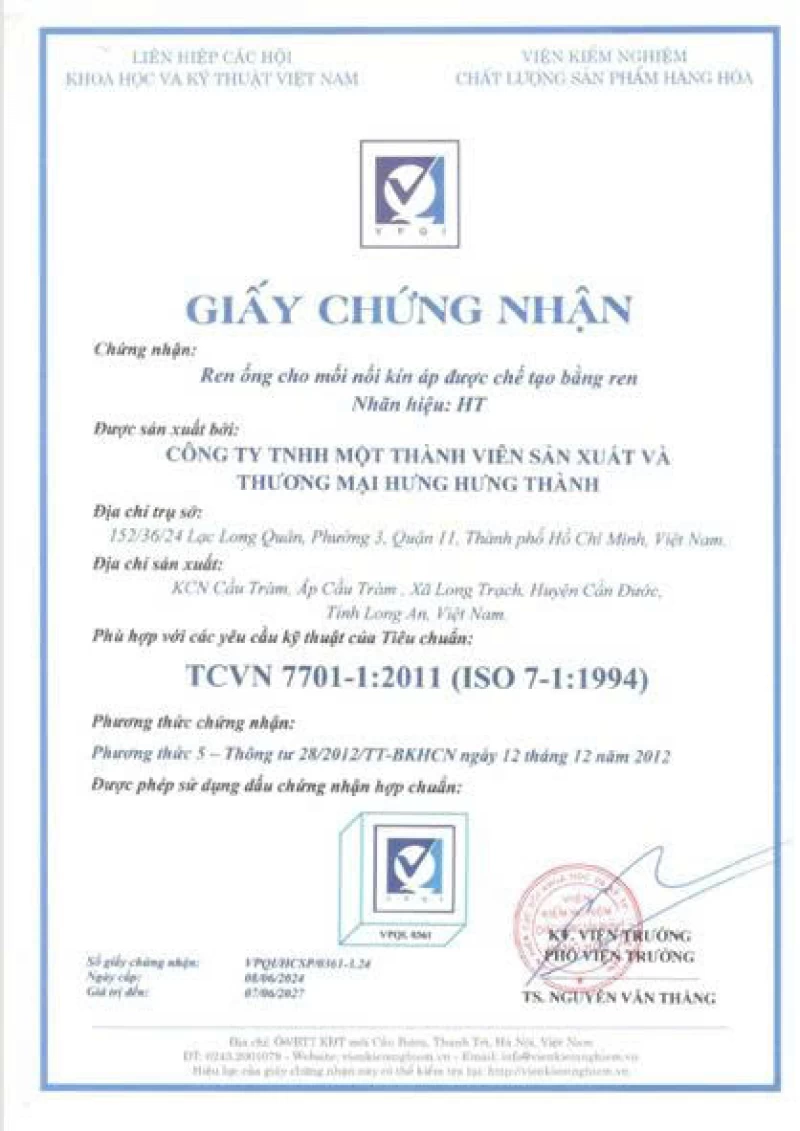 Chứng nhận ISO 7-1 : 1994