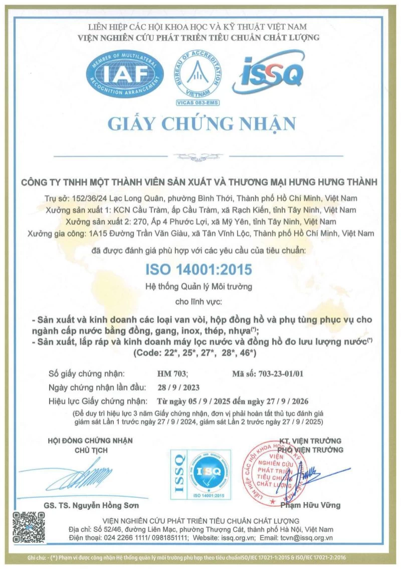 Chứng nhận ISO 14001 : 2015