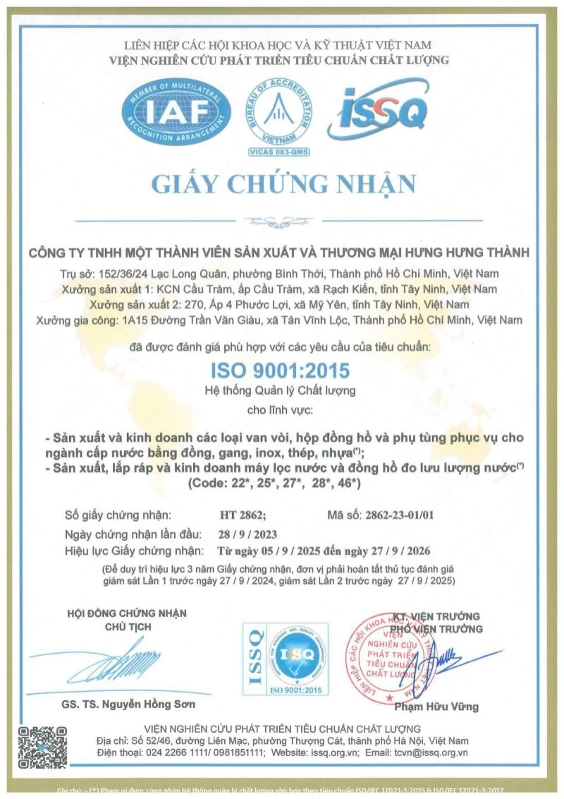 Chứng nhận ISO 9001 : 2015