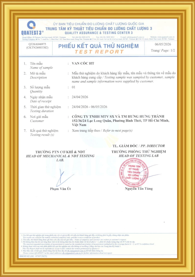 Kết quả thử nghiệm Van cóc 25mm x 3,4
