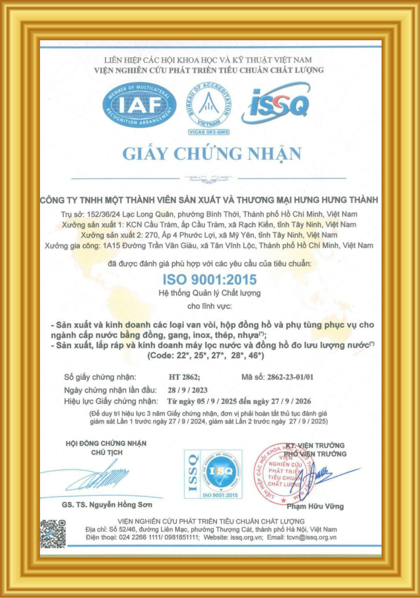 Chứng nhận ISO 9001 : 2015